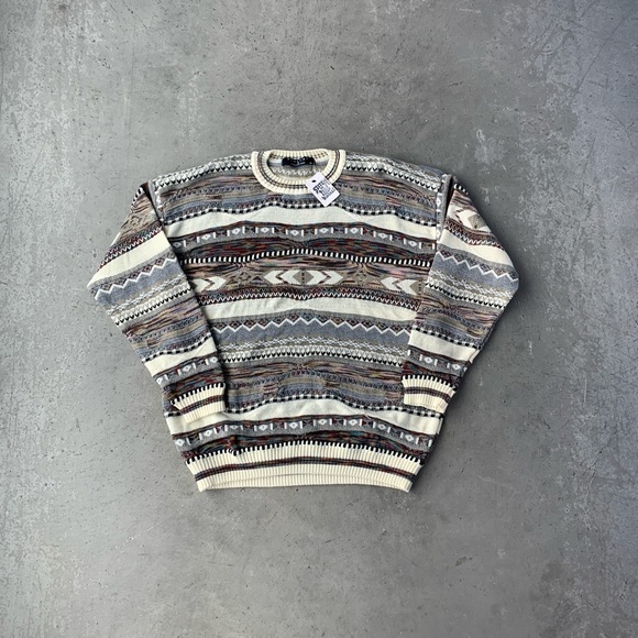 Vintage 90's Coogi Style Patterned 3D Knit Sweater - Picture 1 of 6